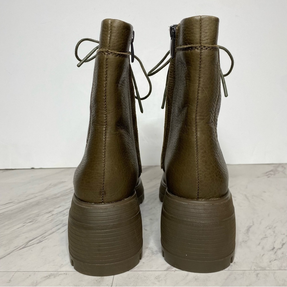 Franco Sarto Jetson Green Brown Leather Lace Up Lug Sole Boot 8 1/2 M - Picture 3 of 16